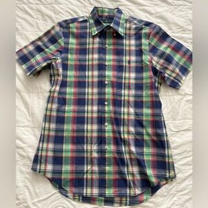 Ralph Lauren Men’s Multicolor Plaid Short Sleeve Button Down Shirt Size M